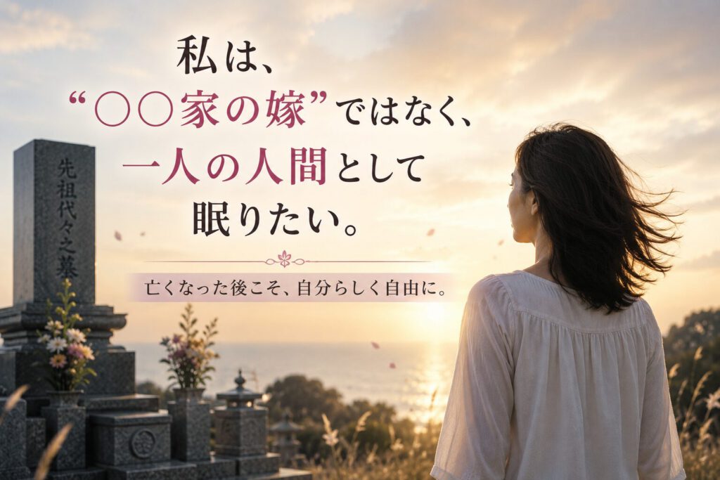 義実家のお墓ではなく、一人の人間として眠りたいと願う女性のイメージ